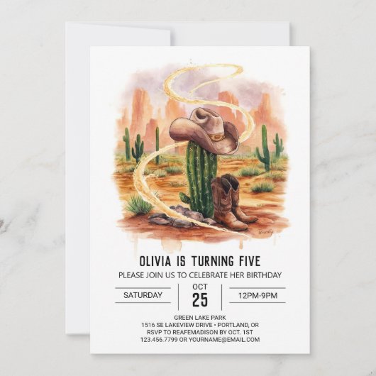 Invitation Boho Desert Cowboy Anniversaire (Devant)