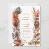 Invitation Boho Desert Feather Pampas Mariage (Devant)