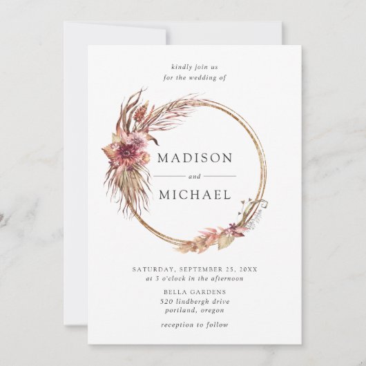 Invitation Boho Desert Floral Mariage (Devant)