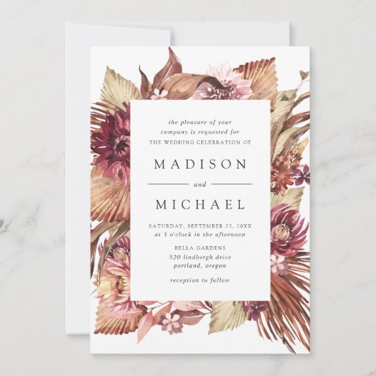 Invitation Boho Desert Floral Mariage (Devant)