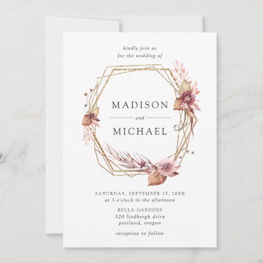 Invitation Boho Desert Floral Mariage (Devant)