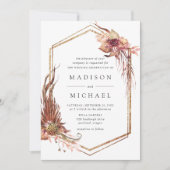 Invitation Boho Desert Floral Mariage géométrique (Devant)