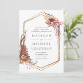 Invitation Boho Desert Floral Mariage géométrique (Debout devant)