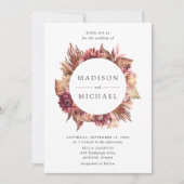Invitation Boho Desert Floral Wreath Mariage (Devant)