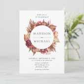 Invitation Boho Desert Floral Wreath Mariage (Debout devant)