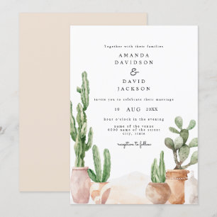Invitation Boho Desert Mexican Cactus Bohemian Chic Mariage