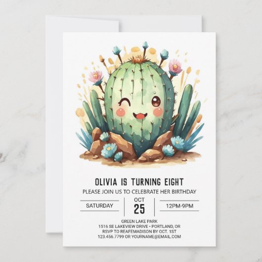 Invitation Boho Desert Online Cactus Boy Birthday (Devant)