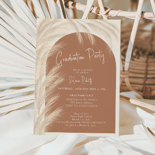 Invitation Boho désert pampas herbe aquarelle graduation