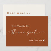 Invitation Boho Desert Rust Script Flower Proposition Card (Devant / Derrière)