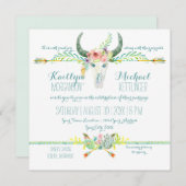 Invitation BOHO Désert Sud Ouest Floral Vache Flèche crâne (Devant / Derrière)