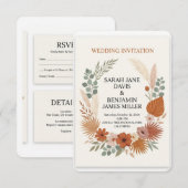 Invitation Boho Désert Suite d'Invitation de Mariage en Terra (Devant / Derrière)