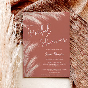 Invitation Boho désert terracotta pampas photo nuptiale