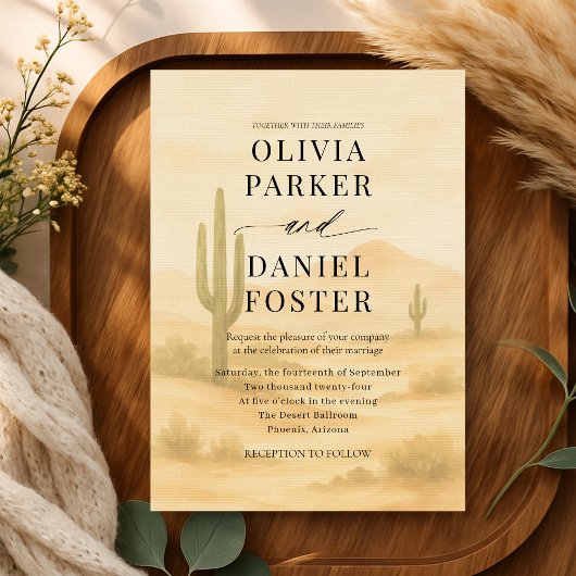 Invitation Boho Desert Watercolor Destination Wedding 