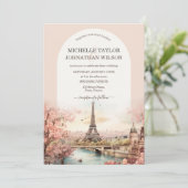 Invitation Boho Destination Wedding Paris Tour Eiffel France (Debout devant)