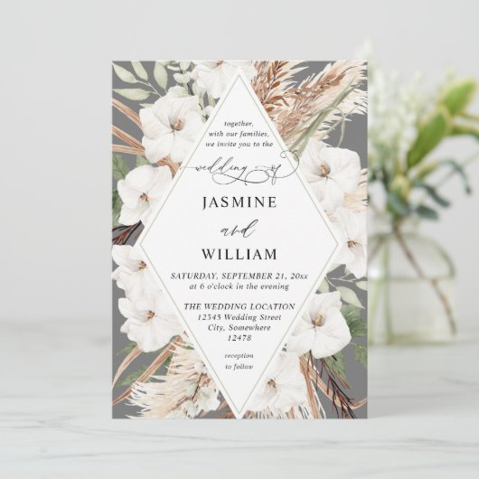 Invitation Boho d'été à la floraison blanche (Debout devant)