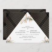 Invitation Boho Diamant huile Onyx Deco Or Eucalyptus (Devant / Derrière)