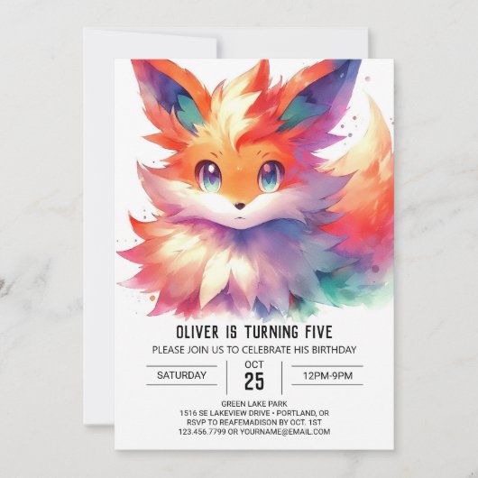 Invitation Boho Digital Fox Anniversaire (Devant)