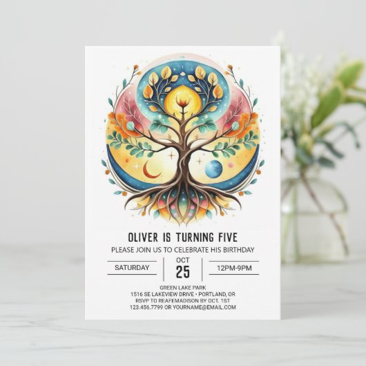 Invitation Boho Digital Tree of Life Anniversaire (Debout devant)