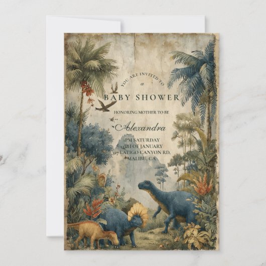 Invitation Boho Dino Baby Shower (Devant)