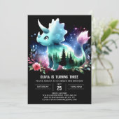 Invitation Boho Dino Triceratops Anniversaire (Debout devant)