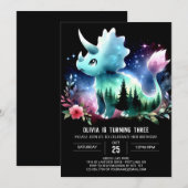Invitation Boho Dino Triceratops Anniversaire (Devant / Derrière)
