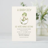 Invitation Boho Dinosaur éclosion Bientôt bébé garçon douche (Debout devant)