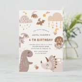 Invitation Boho Dinosaur Fête Animaux Anniversaire de enfant (Debout devant)