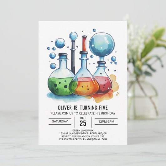 Invitation Boho Discovery Fusion Scientifique Anniversaire (Debout devant)