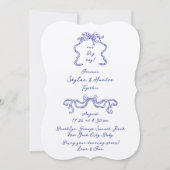 Invitation Boho Doodé manuscrit Cobalt Bleu & Écru Simple (Devant)