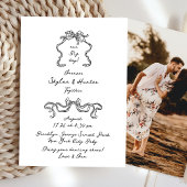 Invitation Boho Doodle manuscrit Rétro Noir & Blanc Simple