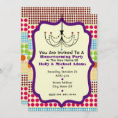 Invitation Boho Dots Funky Chandelier HousechauffParty (Devant / Derrière)