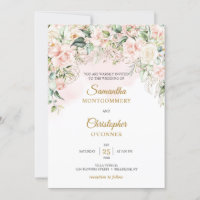 Boho douce pastel aquarelle blush roses faux or