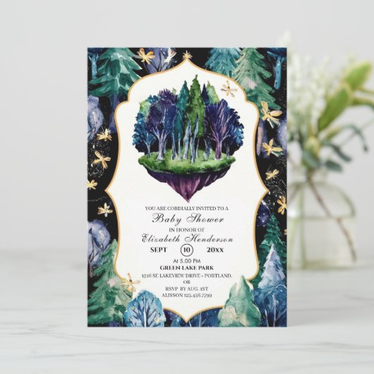 Invitation Boho Douceur Baby Shower en Forêt (Debout devant)
