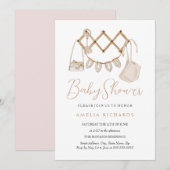 Invitation Boho doux Baby shower neutre Dusty rose (Devant / Derrière)