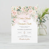 Invitation Boho doux pastel rose floral sauge eucalyptus or (Debout devant)