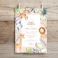 Boho doux safari animaux rose fille baby shower