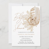 Invitation Boho doux Teddy Bear Baby shower neutre (Devant)