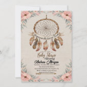 Invitation Boho Dream Catcher Boy Baby shower rustique (Devant)