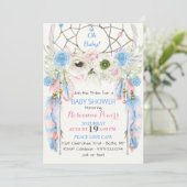 Invitation Boho Dream Catcher Feathers Blue & Pink (Debout devant)