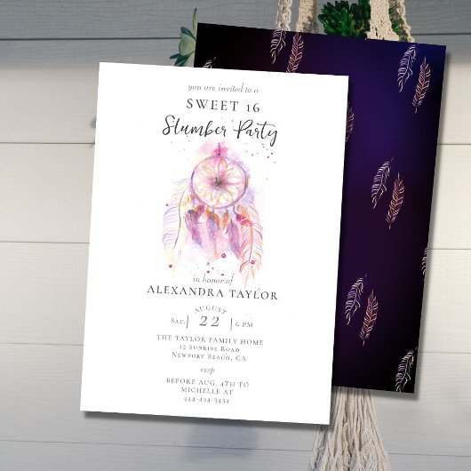 Invitation Boho Dream Catcher Rose Sweet 16 Stwood Party