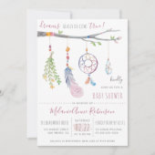Invitation Boho Dream Catcher & Tribal FeathBaby shower (Devant)