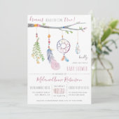 Invitation Boho Dream Catcher & Tribal FeathBaby shower (Debout devant)