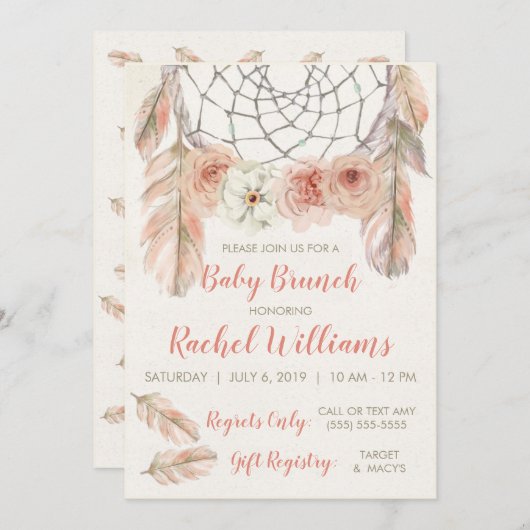 Invitation Boho Dreamcatcher (Devant / Derrière)