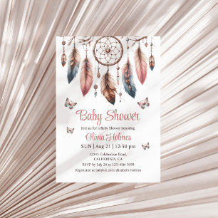 Invitation Boho Dreamcatcher avec Baby shower de papillons