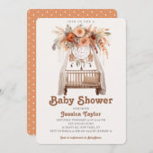 Invitation Boho Dreamcatcher Floral Girb Baby shower (Devant / Derrière)