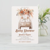 Invitation Boho Dreamcatcher Floral Girb Baby shower (Debout devant)