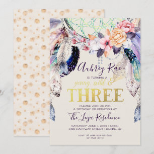 Invitation Boho Dreamcatcher Jeune Sauvage & Trois