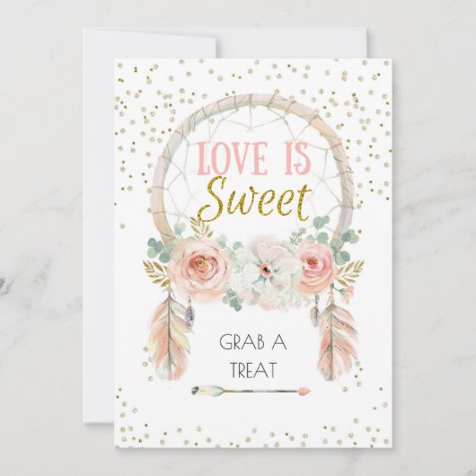 Invitation Boho Dreamcatcher Love is Sweet Sign 5x7" (Devant)