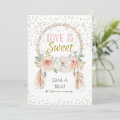 Invitation Boho Dreamcatcher Love is Sweet Sign 5x7" (Debout devant)