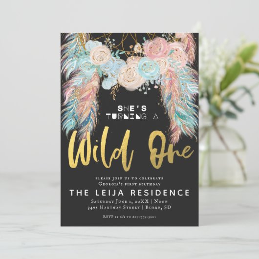 Invitation Boho Dreamcatcher Wild Un Anniversaire (Debout devant)